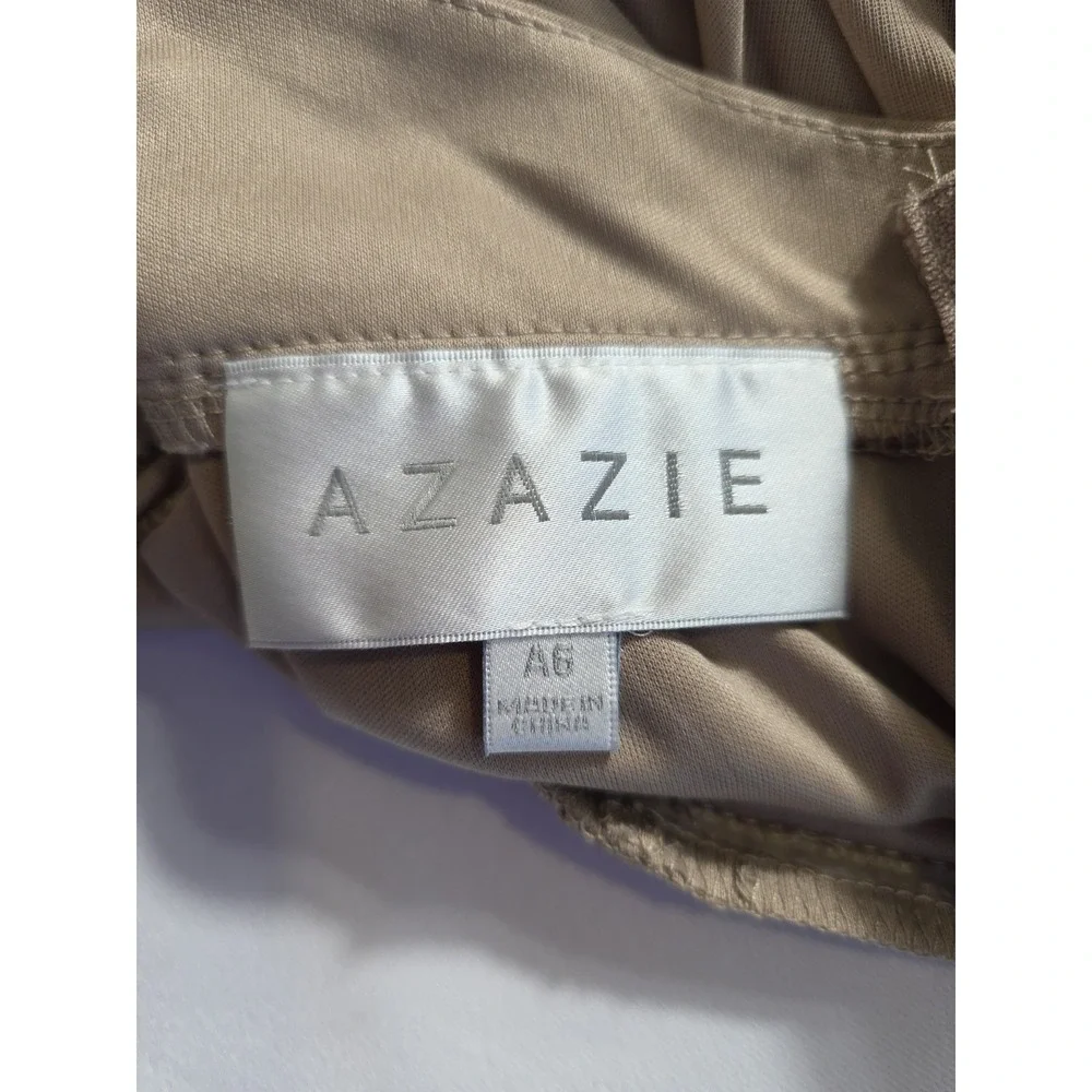 Azazie Indie Taupe Maxi Dress A6 Bridesmaid Formal Flutter Sleeve - Picture 12 of 14